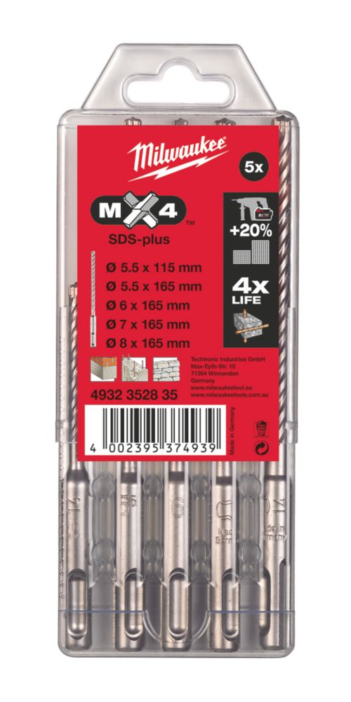 Milwaukee SDS Plus Shank MX4 Drill Bit Set 5 Pcs