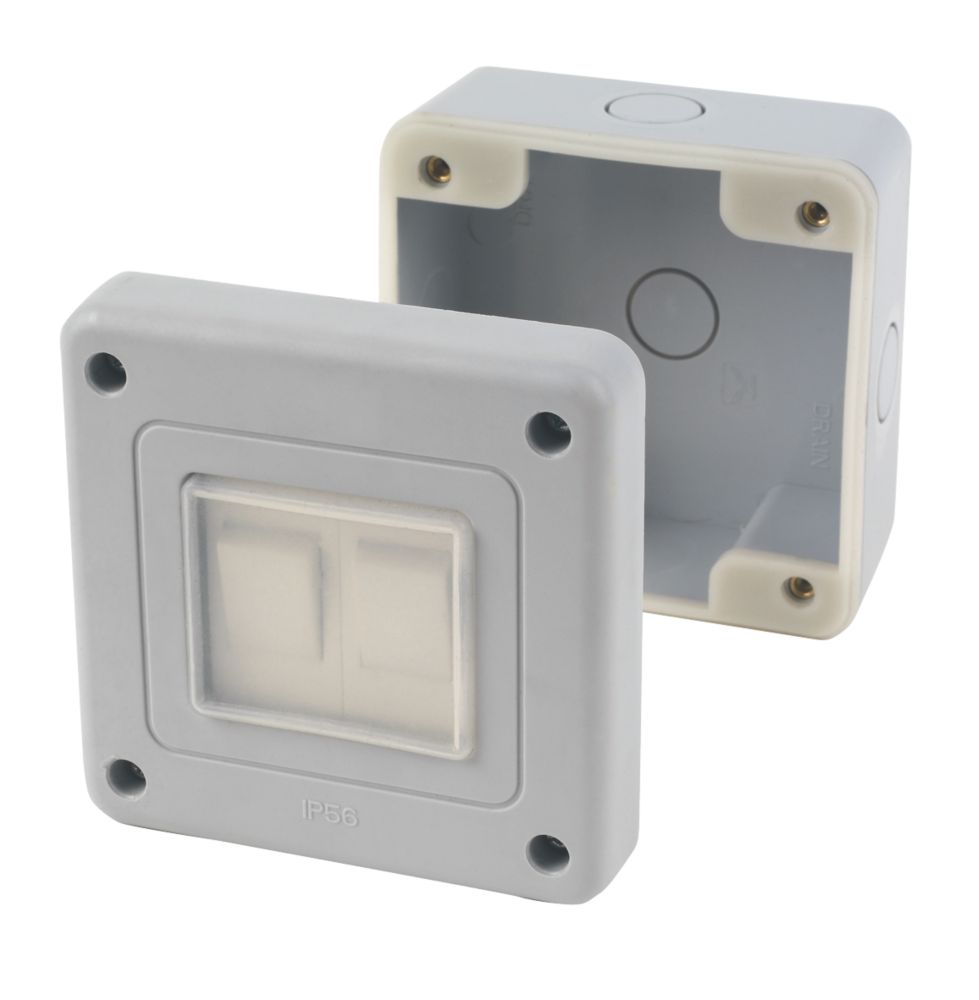 LAP IP66 10AX 2-Gang 2-Way Weatherproof Outdoor Switch