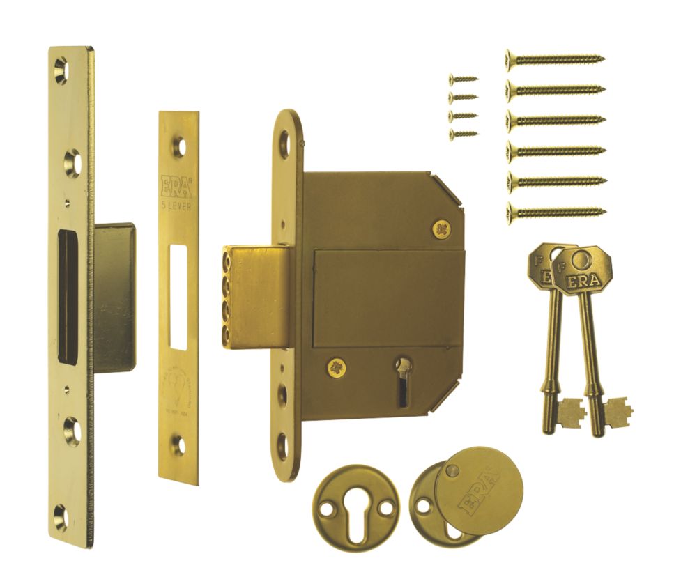 Era Brass Bs 5 Lever Mortice Deadlock 64mm Case 44mm Backset Mortice Locks Screwfix Com