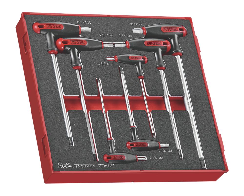 Teng Tools TEDHEX7 Metric Metric T-Handle Hex Key Set 7 Pieces