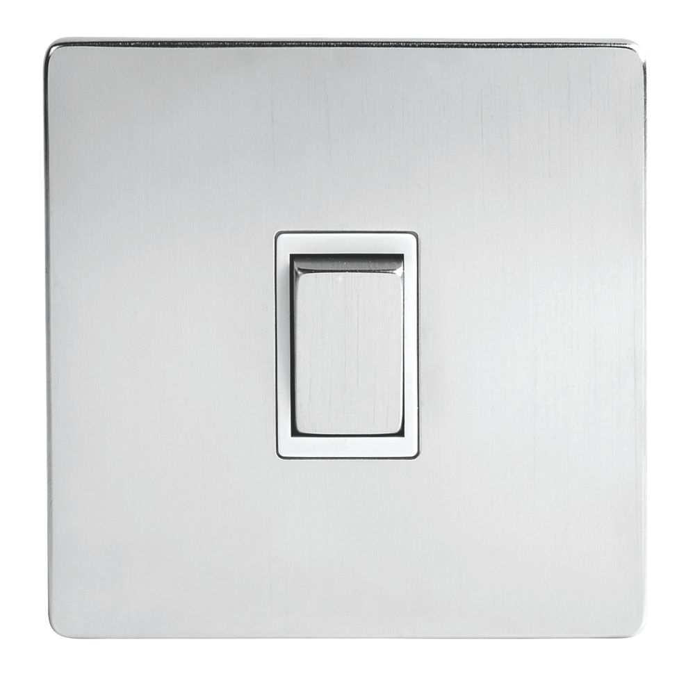 LAP 10AX 1-Gang 2-Way Light Switch Brushed Chrome with White Inserts