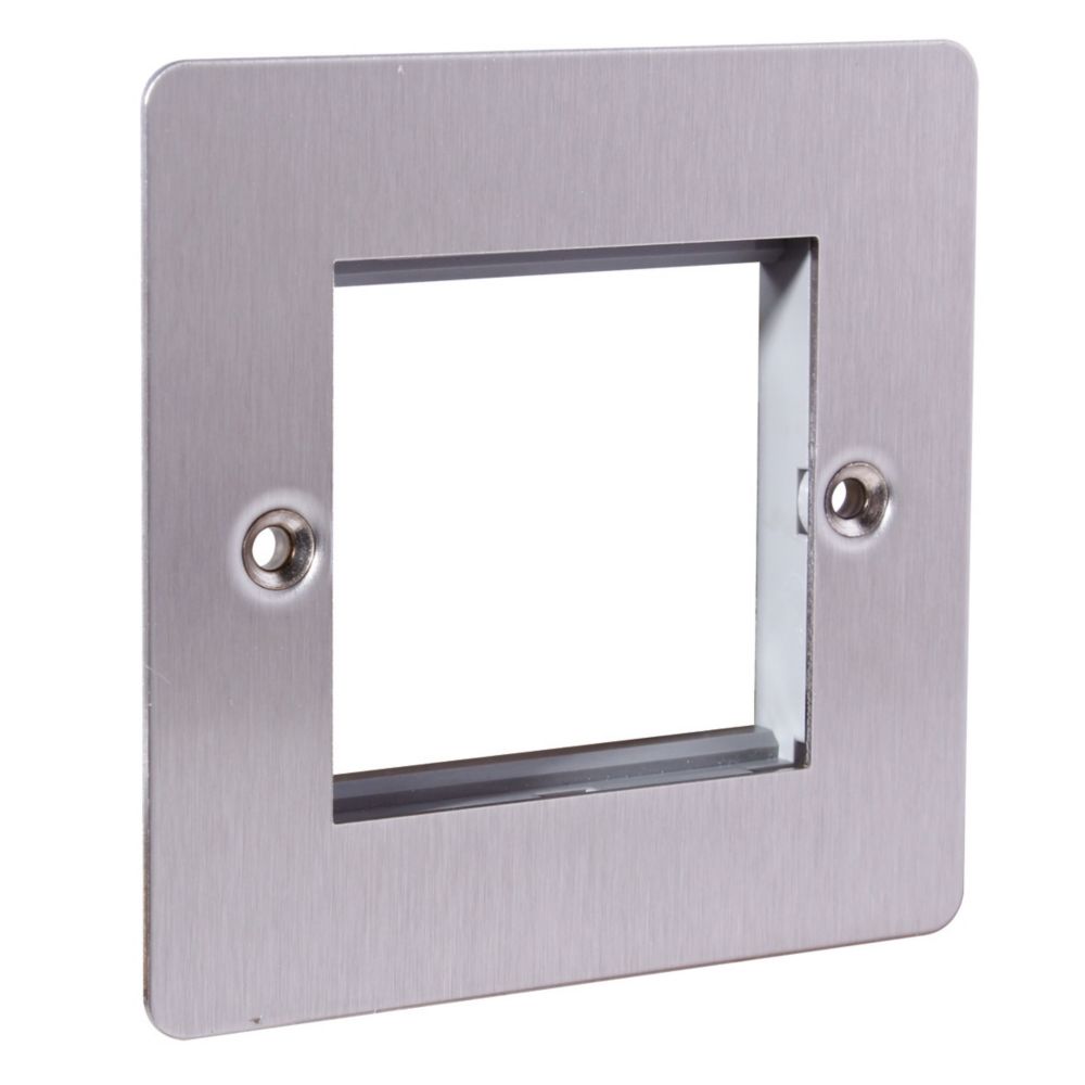 LAP 1-Gang Front Plate with Double Module Aperture + Earth Stainless Steel