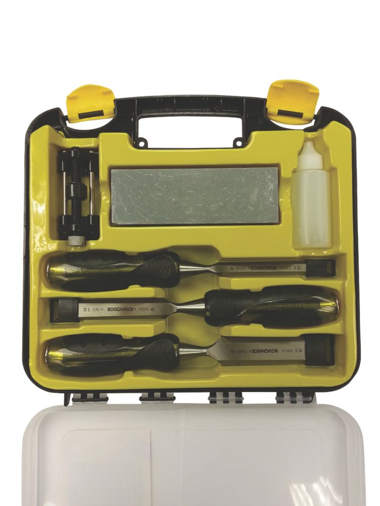 Roughneck Bevel-Edged Chisel Set & Sharpening Kit 6 Pieces