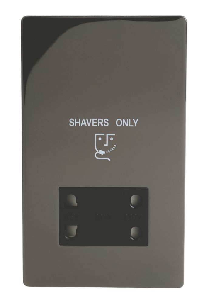 LAP 2-Gang Dual Voltage Shaver Socket 115 / 230V Black Nickel with Black Inserts