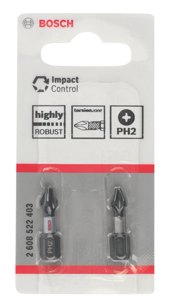 Bosch Impact Control Screwdriver Bits PH2 x 25mm 2 Pack