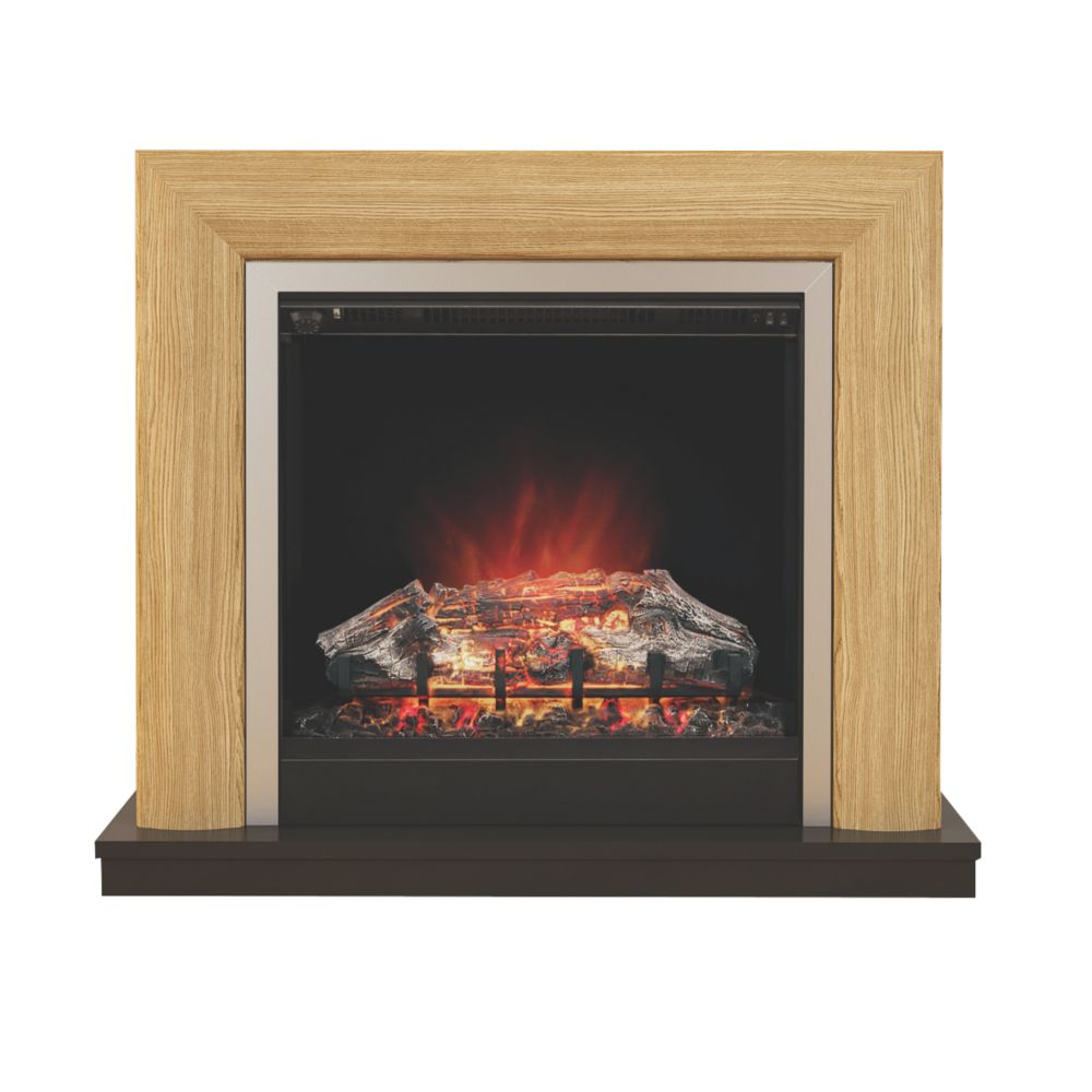 Be Modern Devonshire Electric Suite Oak Veneer Fire Suites