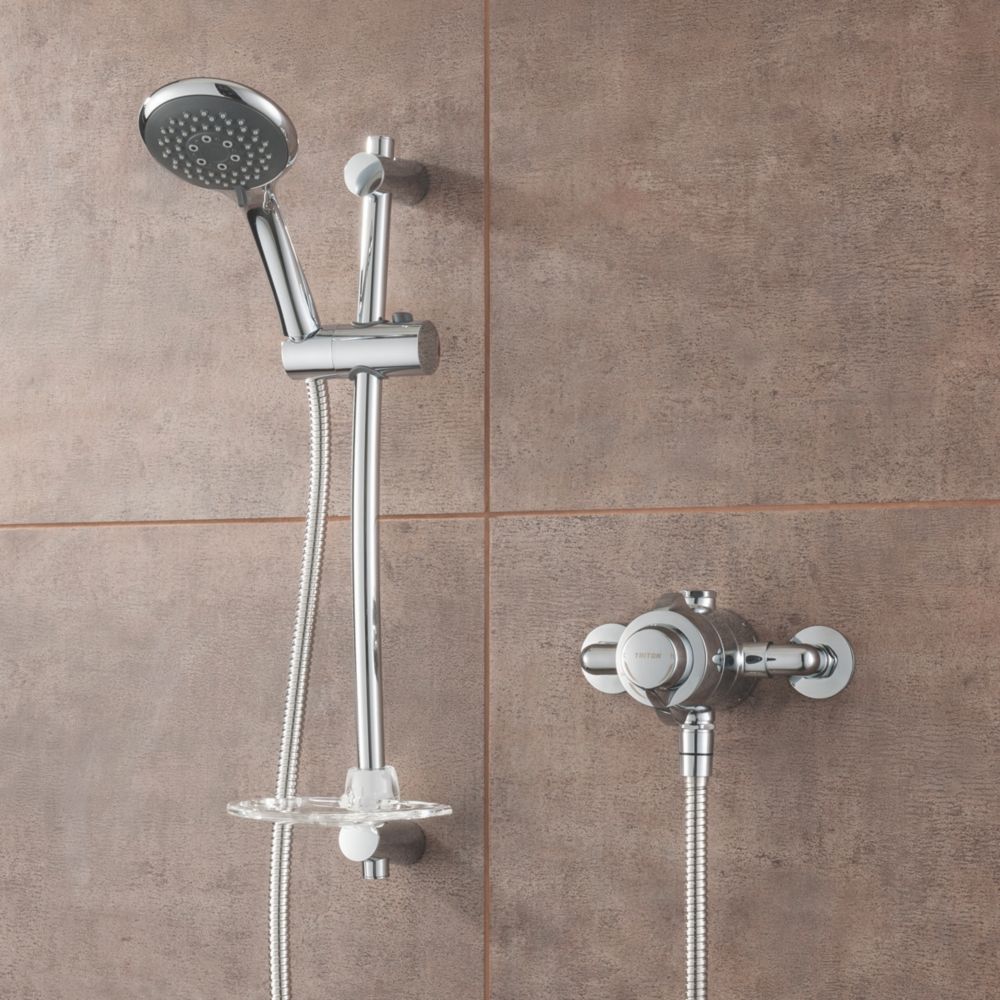 Triton Verne Rear-Fed Exposed Chrome Thermostatic Mixer Shower Flexible