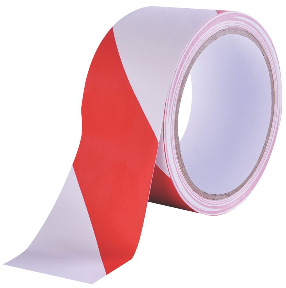 Diall Marking Tape Red White 33m X 50mm Safety Hazard Tapes Screwfix Com