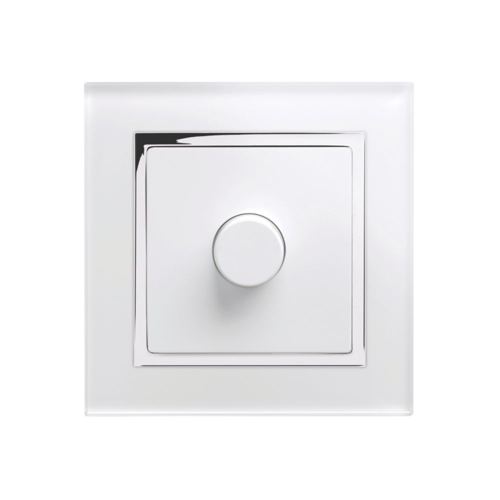 Retrotouch 1-Gang 2-Way LED Rotary LED Dimmer Switch White Glass with White Inserts