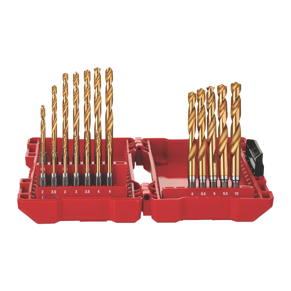 Milwaukee Hex Shank RedHex HSS Metal Drill Bit Set 19 Piece Set