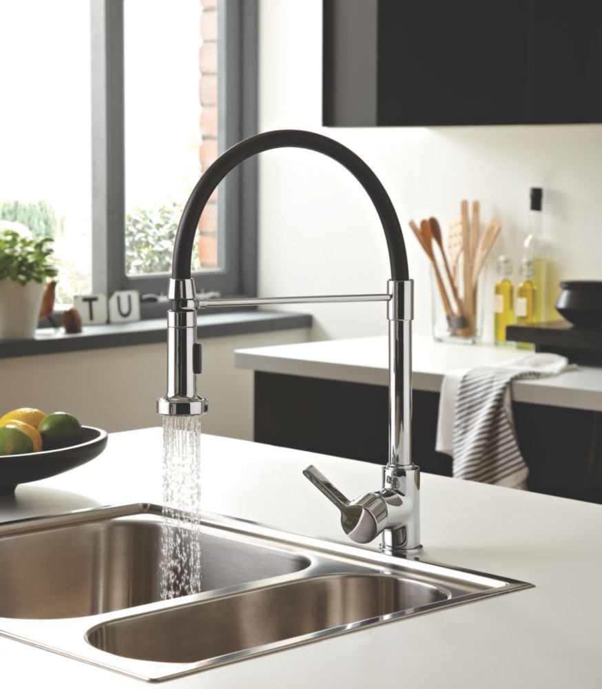 Bristan Liquorice LQR PROSNK C Pull-Out Spray Mono Mixer Kitchen Tap Chrome