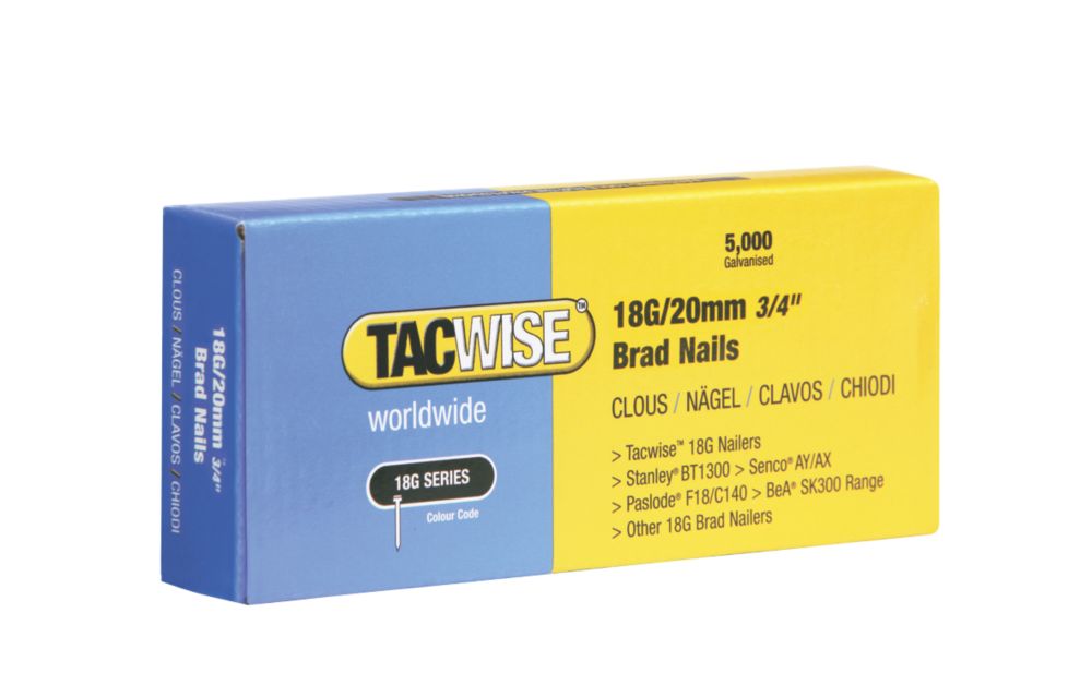 Tacwise Galvanised Brad Nails 18ga x 20mm 5000 Pack