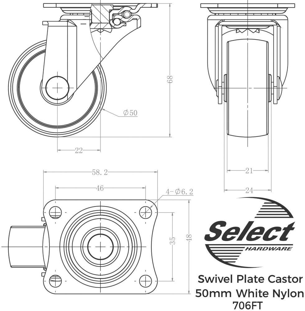 Select Nylon Castor 50mm