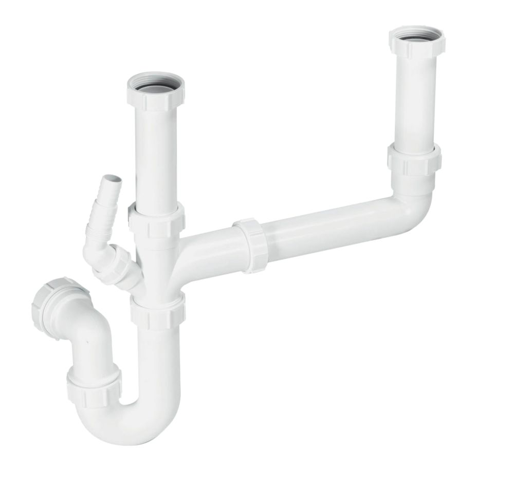 Mcalpine Double 1 Bowl Sink Kit White 40mm