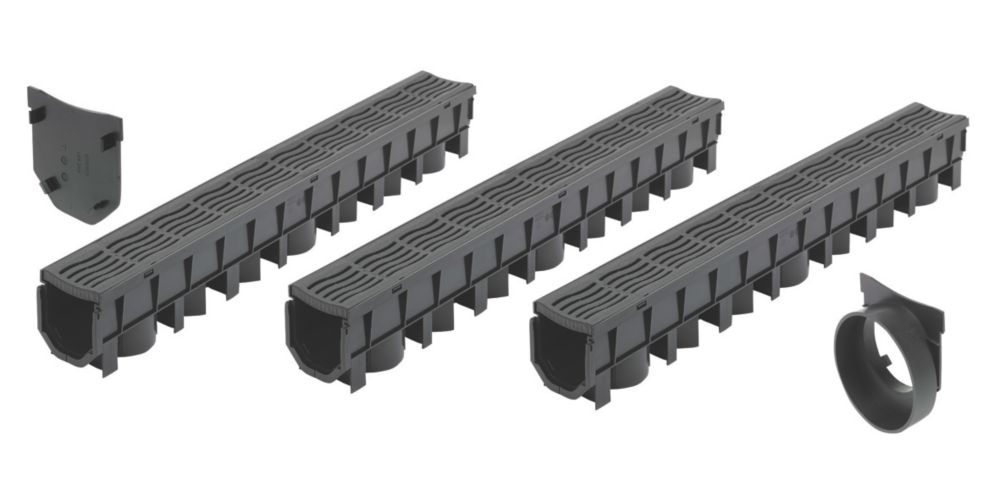 Floplast Flodrain Garage Pack Black 115mm X 1012mm 3 Pack