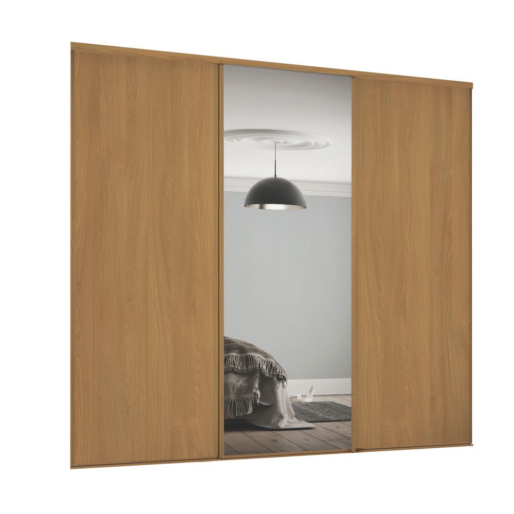 Spacepro Classic 3 Door Sliding Wardrobe Door Kit Oak Mirror 2672 X 2260mm