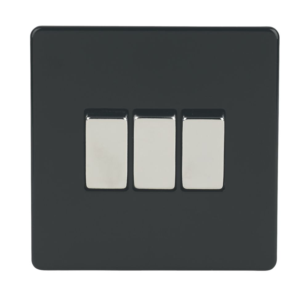 Varilight 10AX 3-Gang 2-Way Light Switch Jet Black