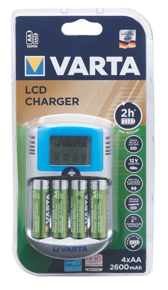 Varta Fast LCD Battery Charger + 4 x AA Ready2Use Batteries