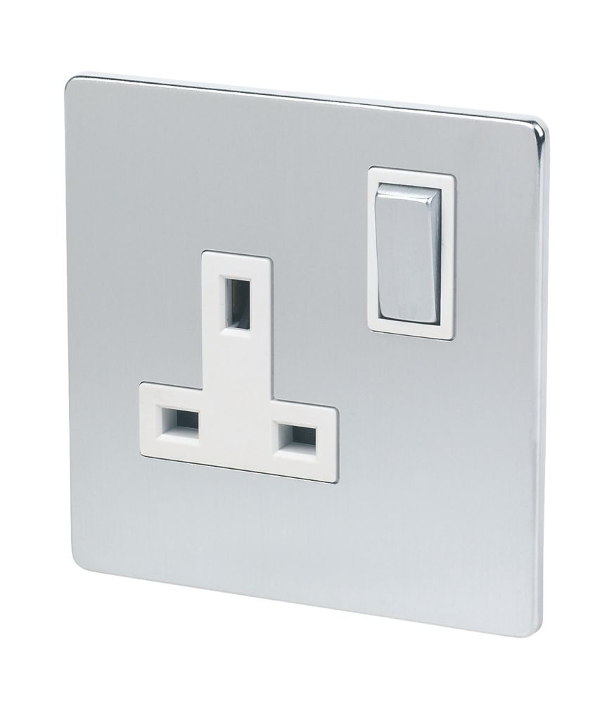 LAP 13A 1-Gang DP Switched Plug Socket Brushed Chrome with White Inserts Reviews