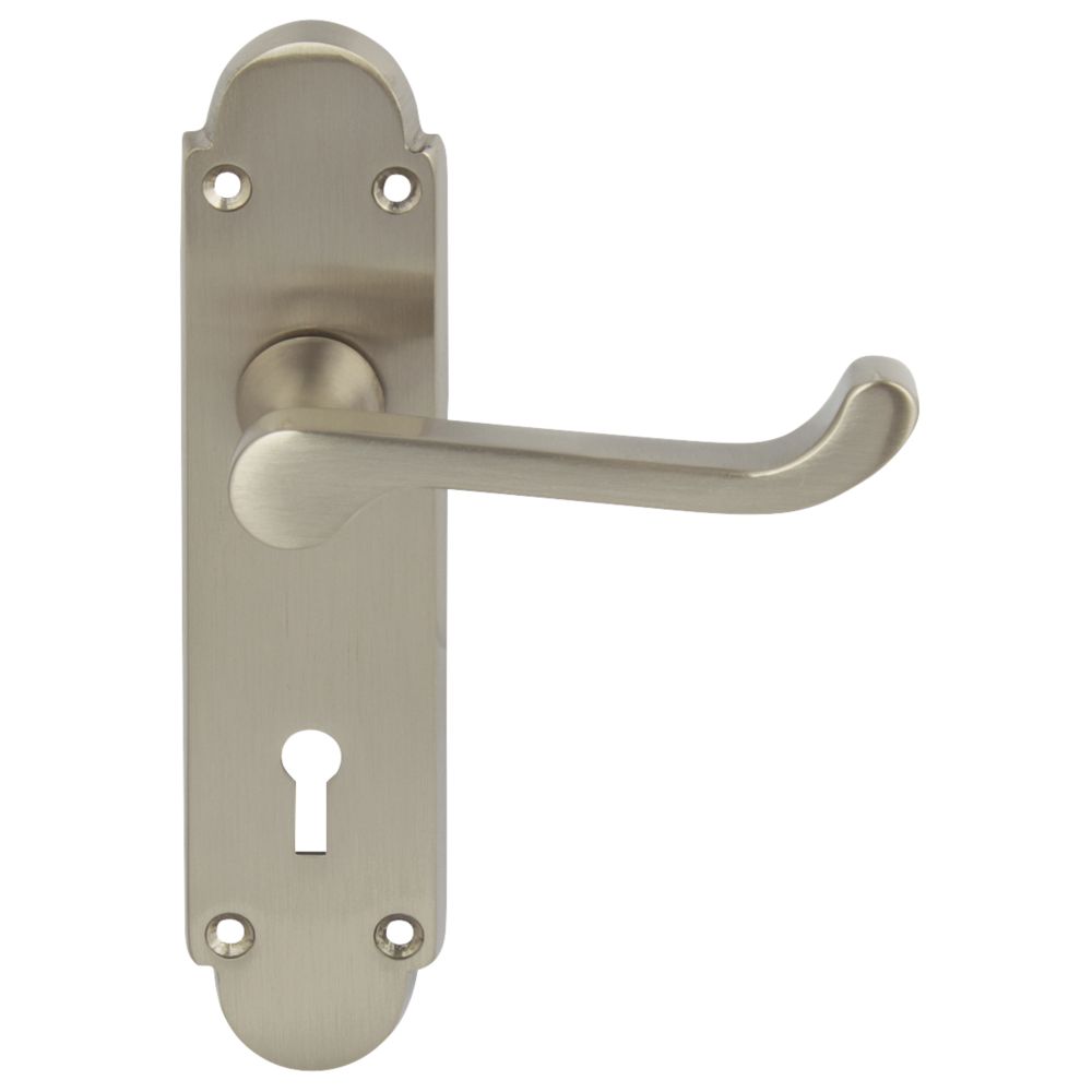 Hafele Dome Lock Lever on Backplate Handle Pair Satin Nickel Reviews