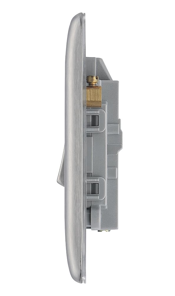 British General Nexus Metal 20A 1-Gang DP Control Switch Brushed Steel with LED with Colour-Matched Inserts