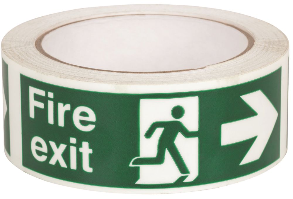 Nite-Glo Fire Exit Right Tape Green & White 10m x 40mm Reviews