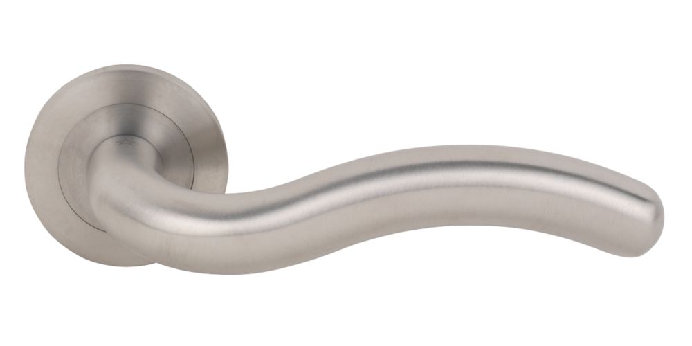 Serozzetta Squiggle Fire Rated Lever On Rose Door Handles Pair Satin Stainless Steel