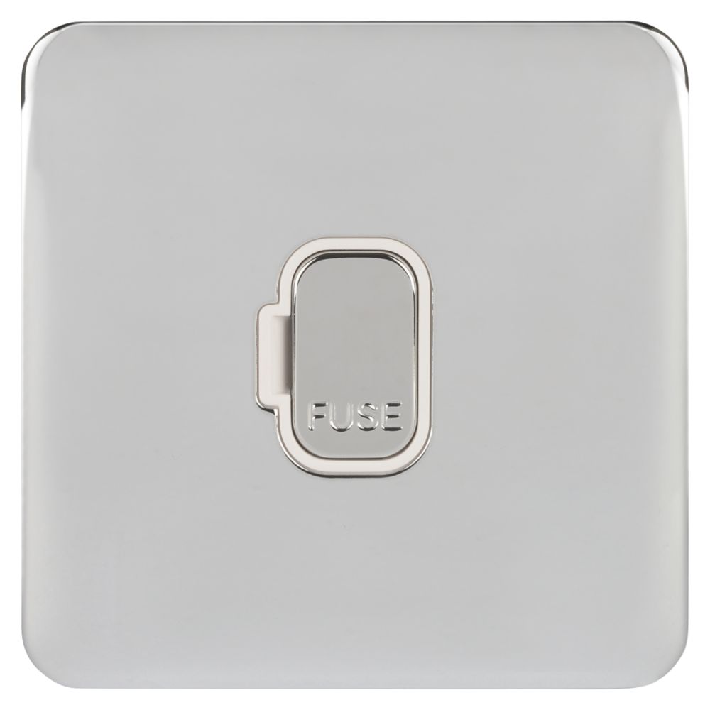 Schneider Electric Lisse Deco 13A Unswitched Fused Spur Polished Chrome with White Inserts