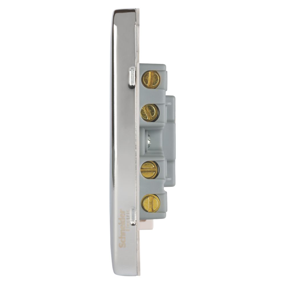 Schneider Electric Lisse Deco 13A Unswitched Fused Spur Polished Chrome with White Inserts