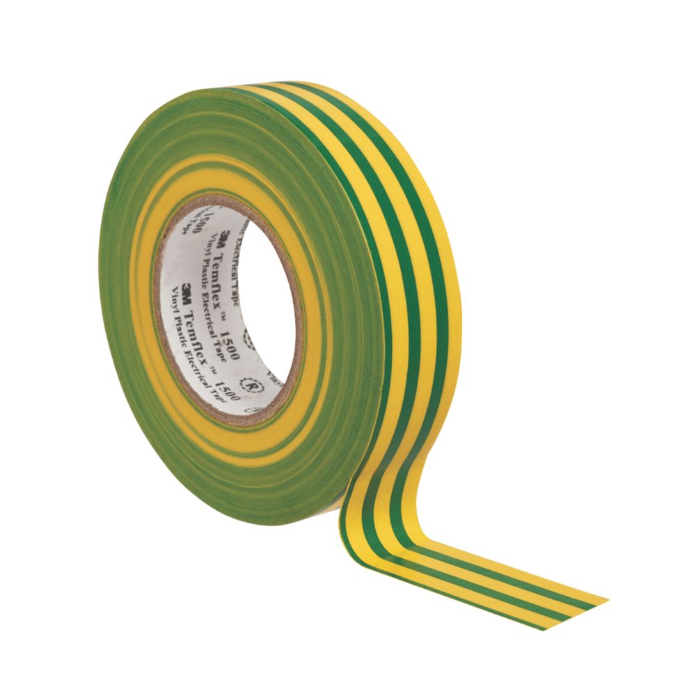 3M Temflex Insulating Tape Green / Yellow 25m x 19mm Reviews