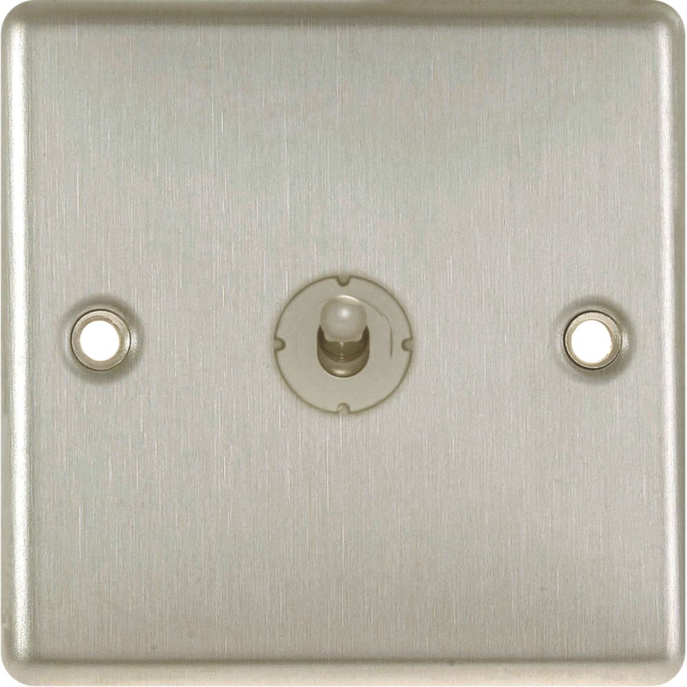 LAP 10AX 1-Gang 2-Way Toggle Switch Brushed Stainless Steel with Colour-Matched Inserts