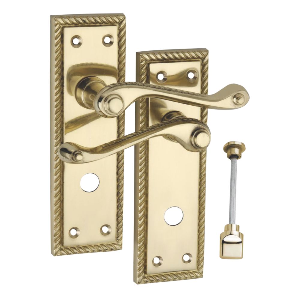 Smith & Locke Long Georgian WC Door Handles Pair Polished Brass