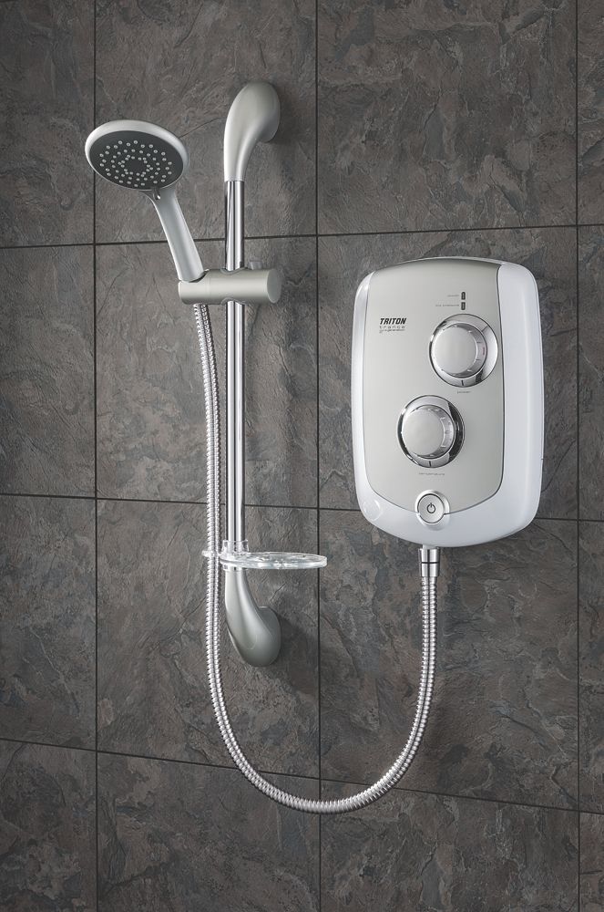 Triton Trance 2nd Generation White / Satin Chrome 8.5kW Manual Electric Shower