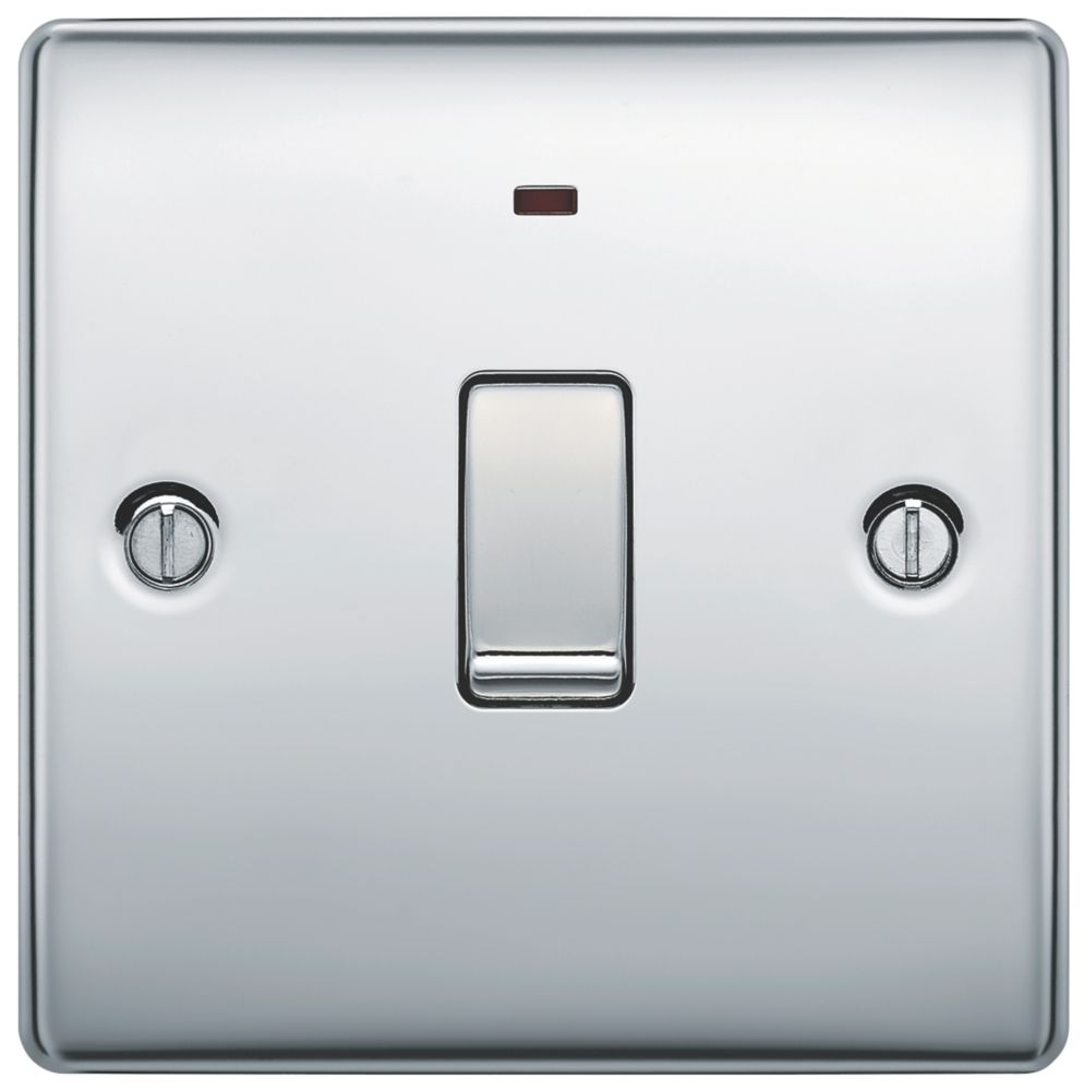 British General Nexus Metal 20A 1-Gang DP Control Switch Polished Chrome with LED