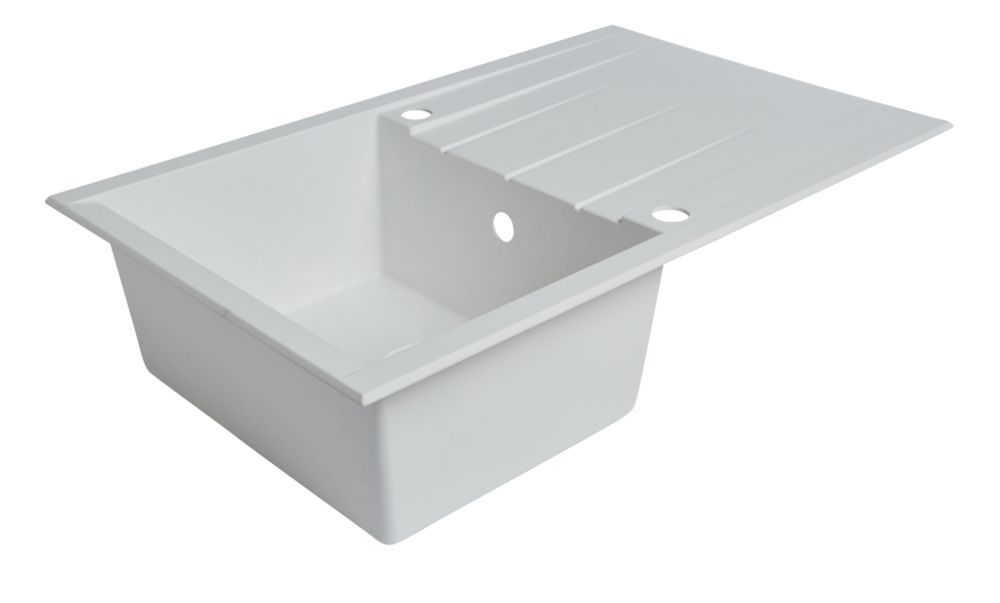 Plastic & Resin Kitchen Sink & Drainer White 1 Bowl Reversible 800 x 500mm Reviews