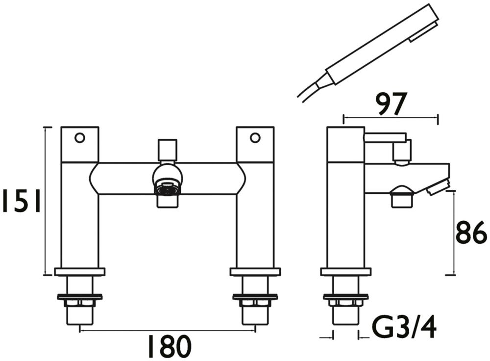 Bristan Blitz Deck-Mounted Bath Shower Mixer Tap