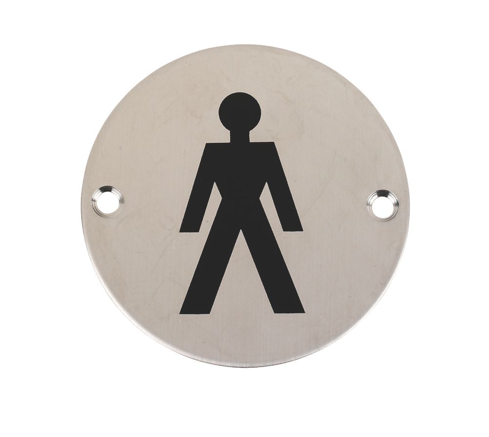 Male WC Sign Satin Stainless Steel 76mm Reviews