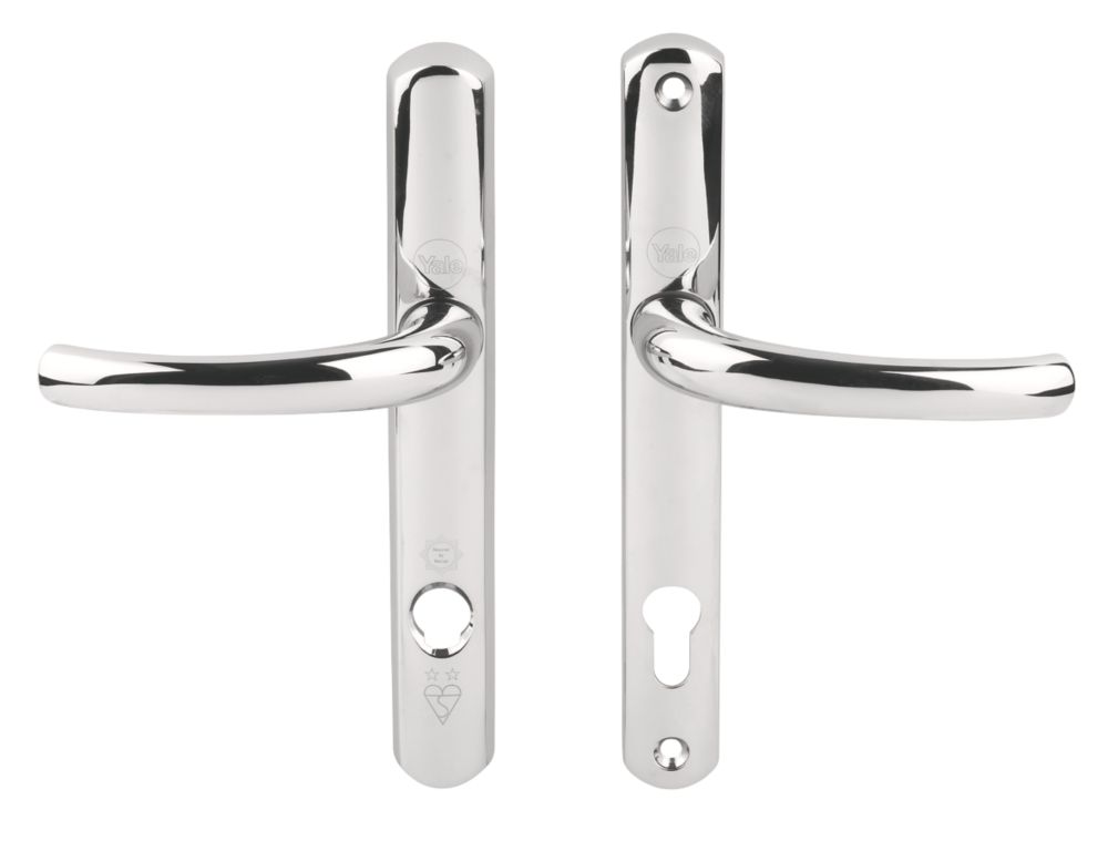 Yale Platinum Platinum Security Lock Door Handles Pair Polished Chrome Upvc Door Handles Screwfix Com