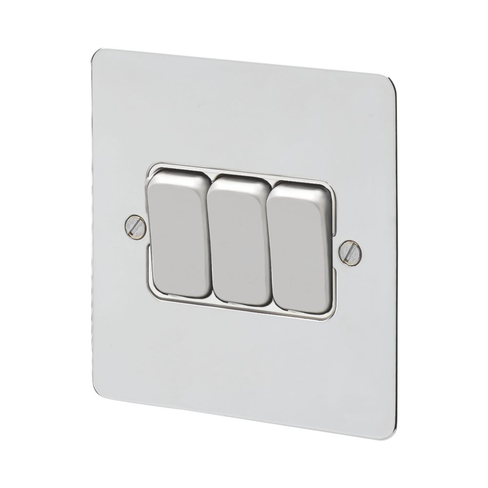 MK Edge 10AX 3-Gang 2-Way Switch Polished Chrome with White Inserts Reviews