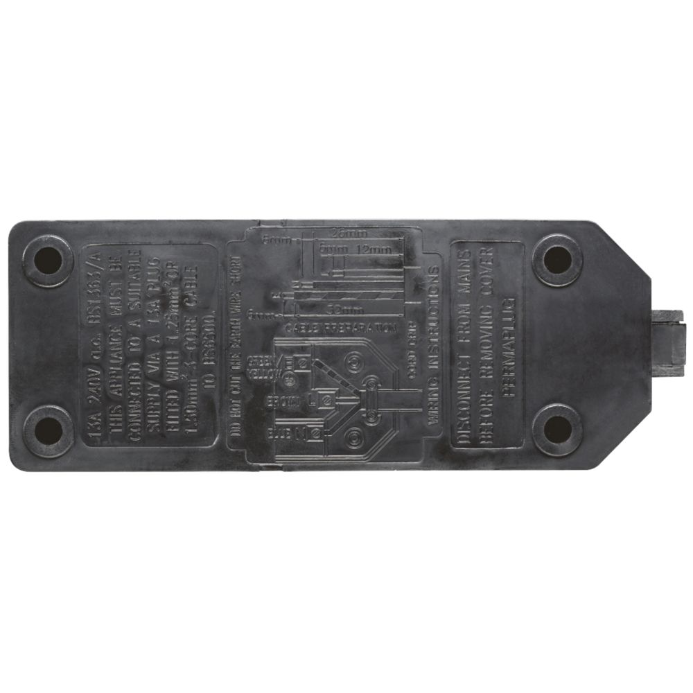 Masterplug 13A 2-Gang Rewireable Socket Black