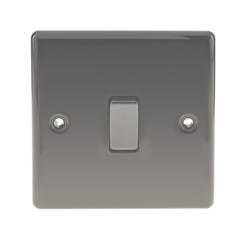 British General Nexus Metal 10AX 1-Gang Intermediate Switch Black Nickel with Colour-Matched Inserts