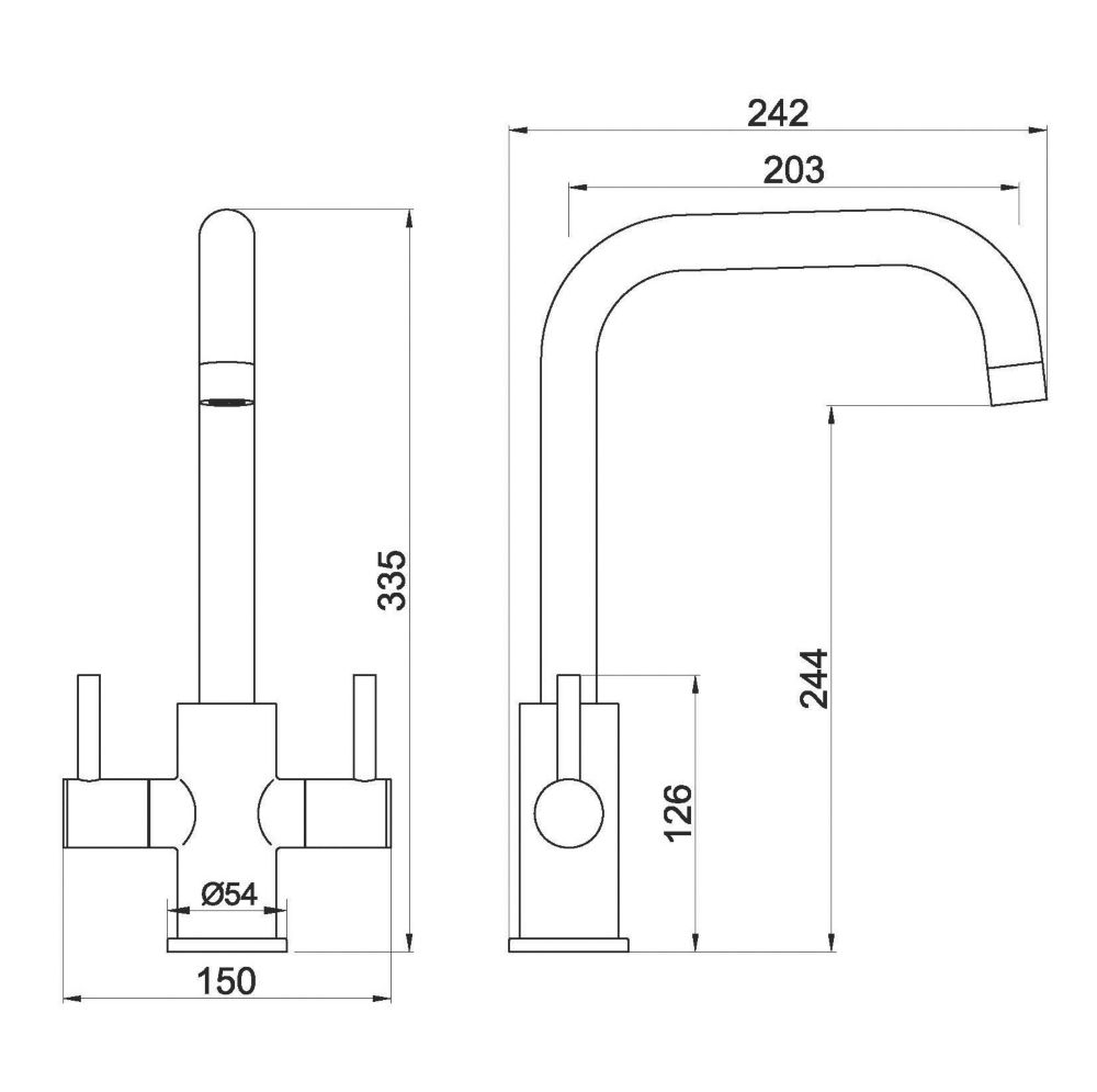 Swirl Divine Dual-Lever Mono Mixer Kitchen Tap Chrome