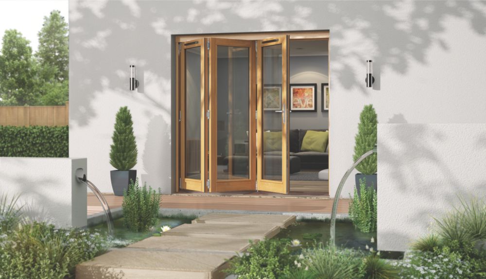 Jeld Wen Canberra Slide Fold Patio Door Set Golden Oak 2394 X