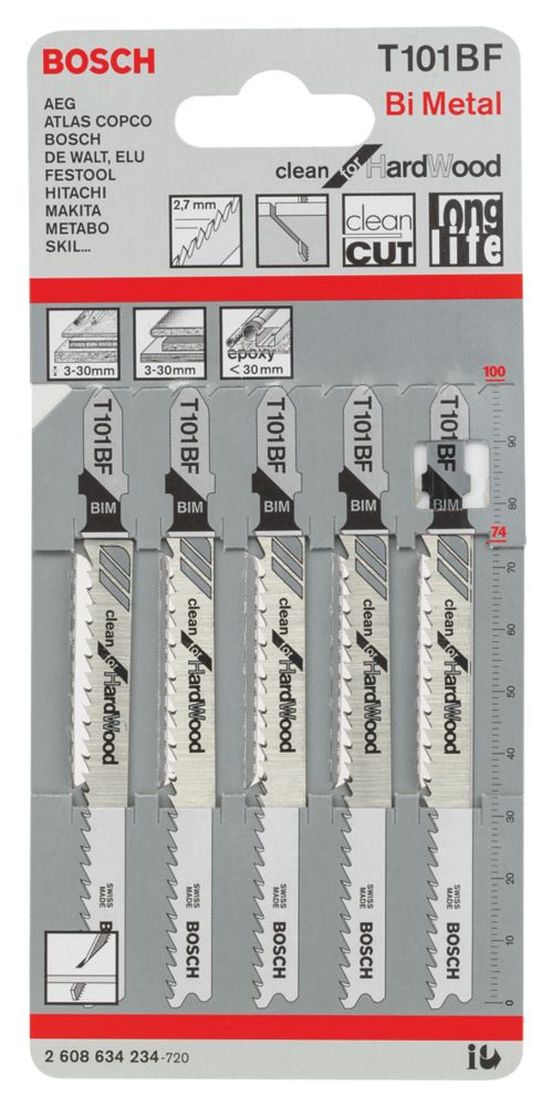 Bosch T101BF Jigsaw Blade 100mm 5 Pack