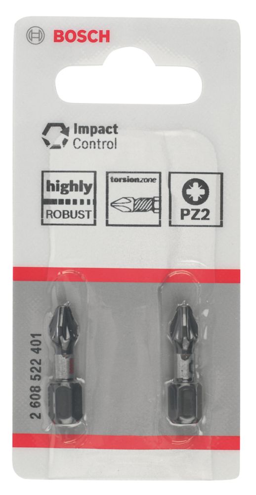 Bosch Impact Control Screwdriver Bits PZ2 x 25mm 2 Pack