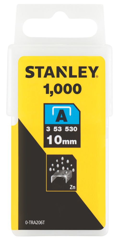 Stanley Light Duty Staples Bright 10 x 10mm 1000 Pack