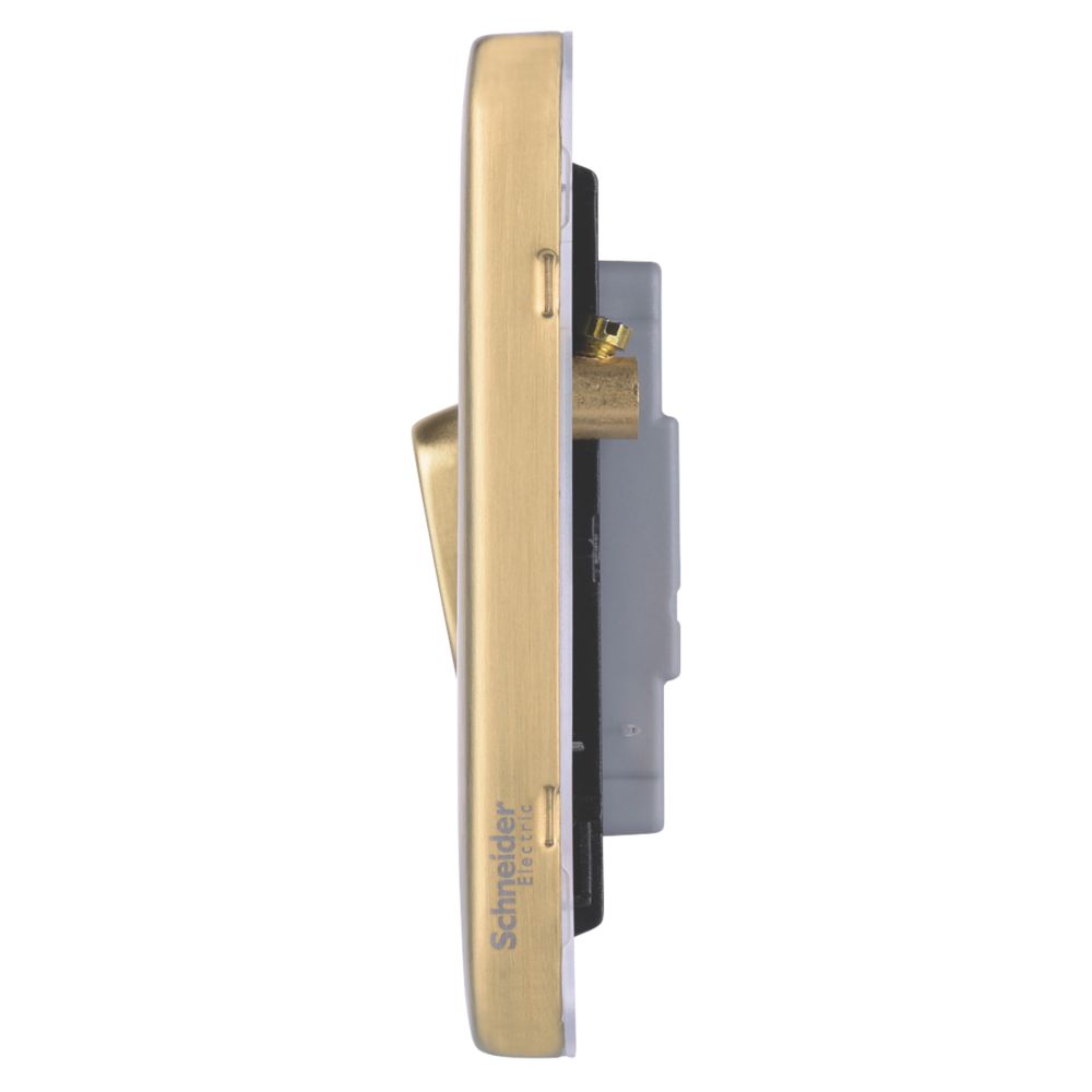 Schneider Electric Lisse Deco 10AX 2-Gang 2-Way Light Switch Satin Brass with Black Inserts