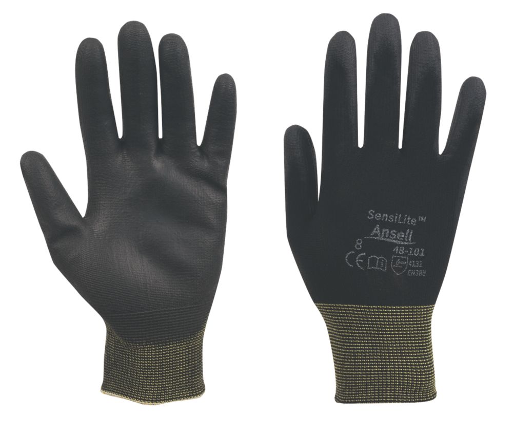 Ansell Sensilite 48-101 PU-Coated Gloves Black Medium Reviews