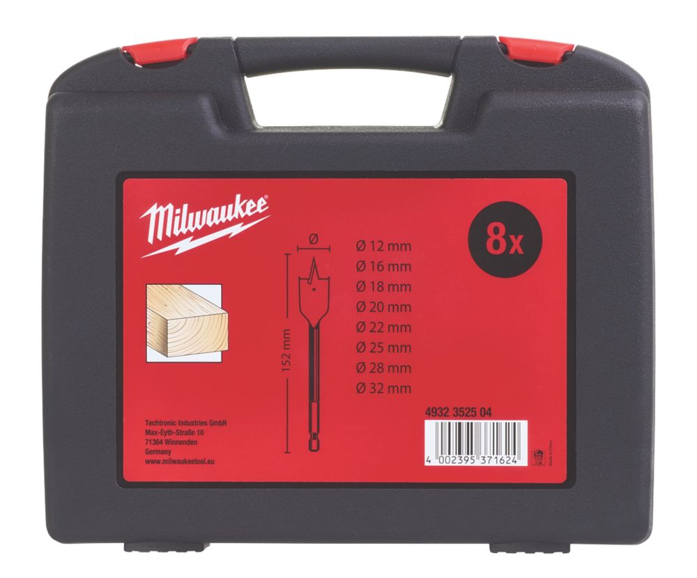 Milwaukee Flat Wood Drill Bit Set 8 Pcs