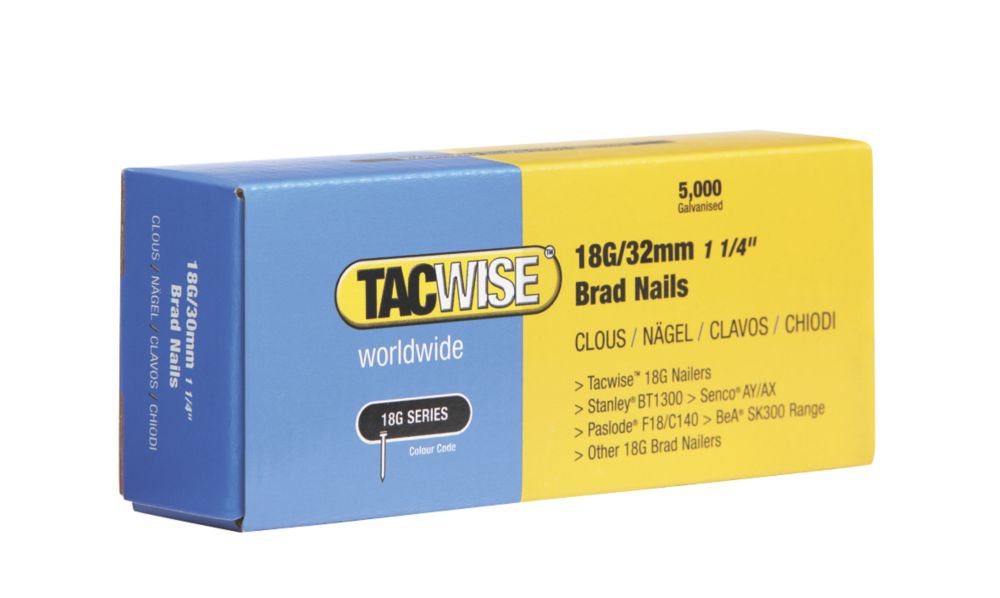 Tacwise Galvanised Brad Nails 18ga x 32mm 5000 Pack